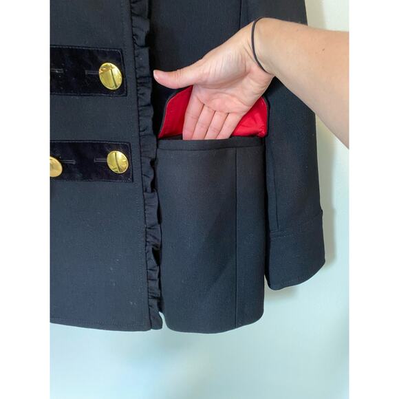 Kate Spade Wool Black Winter Fall Pea Coat Bow on Back - Picture 6 of 13